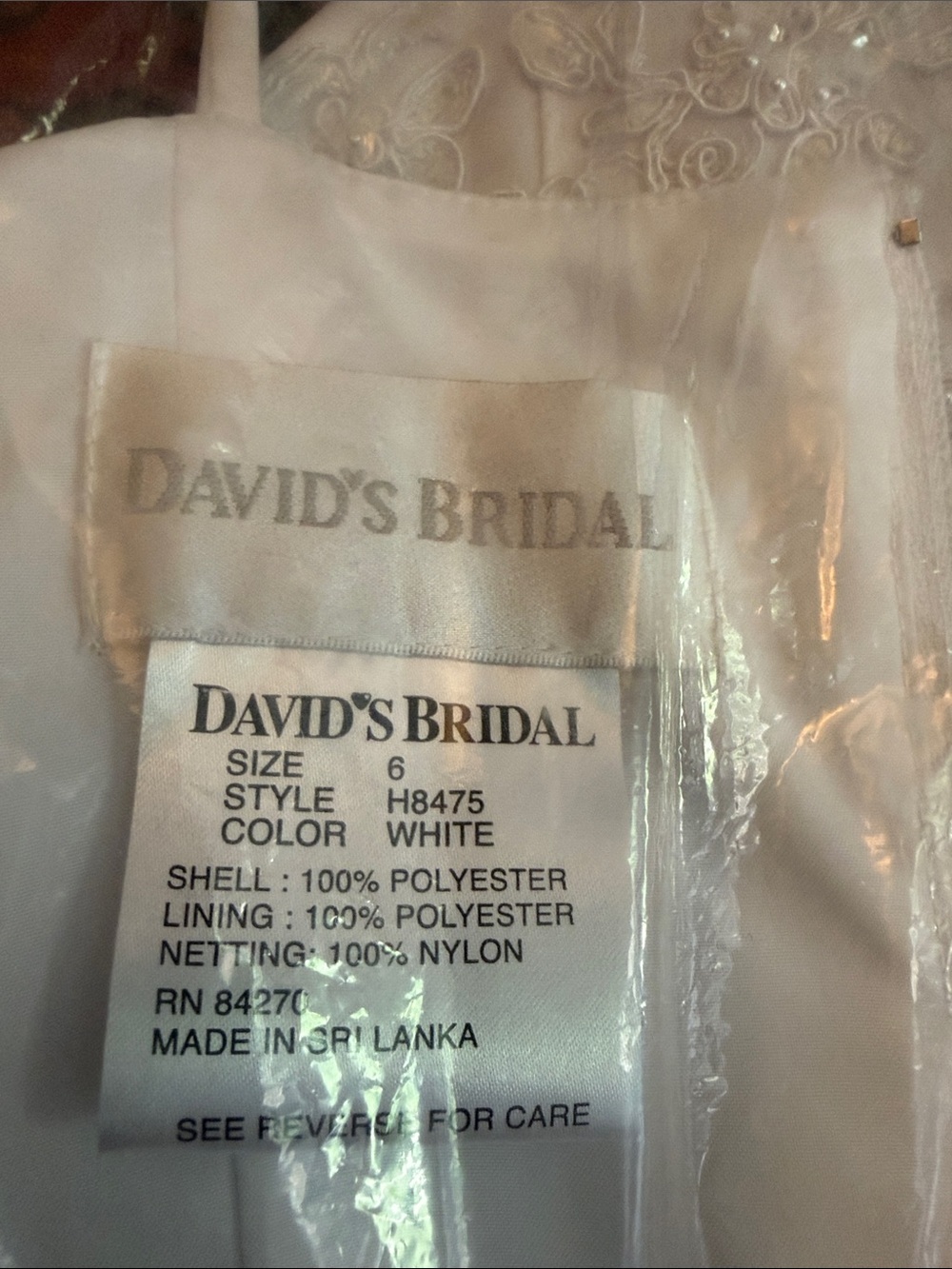 David's Bridal white Flowergirl Jr Bridesmaid 1st Holy Communion dress w/lace - Picture 12 of 12